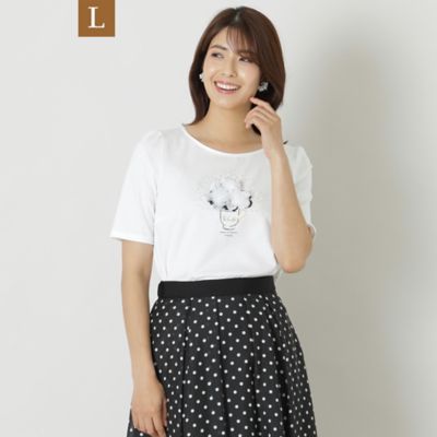 ＜TO BE CHIC L (Women/大きいサイズ)＞【Ｌ】コットンポンチ　モチーフカットソー（Ｗ７Ｐ０２４０４＿＿）