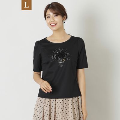 【Ｌ】コットンポンチ　モチーフカットソー（Ｗ７Ｐ０２４０４＿＿）