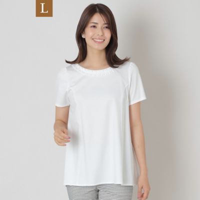 TO BE CHIC L (Women/大きいサイズ)/トゥー ビー シックＬ 【Ｌ】タックリボン＆ビジューネック　チュニック（Ｗ７Ｐ０２６０８＿＿）