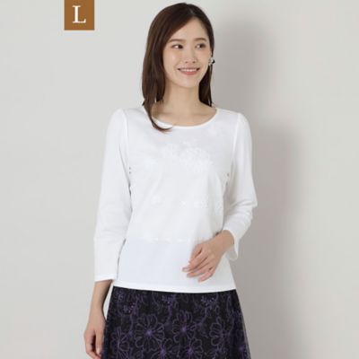 ＜TO BE CHIC L (Women/大きいサイズ)＞【Ｌ】ハイゲージポンチモチーフ　カットソー（Ｗ７Ｐ０３２０６＿＿）