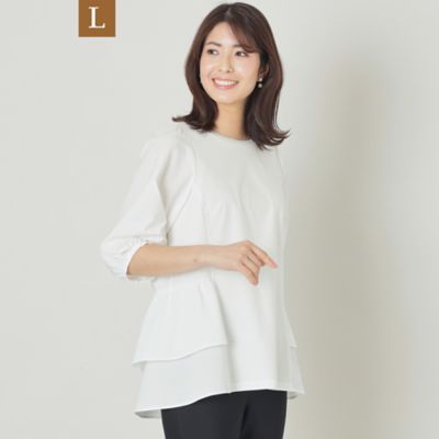 ＜TO BE CHIC L (Women/大きいサイズ)＞【Ｌ】タフタコンビティアード　チュニック（Ｗ７Ｐ０３５３７＿＿）