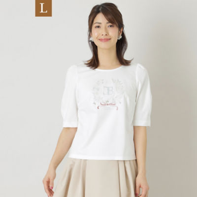 ＜TO BE CHIC L (Women/大きいサイズ)＞【Ｌ】コットンポンチ　フラワーモチーフカットソー（Ｗ７Ｐ０４３２５＿＿）