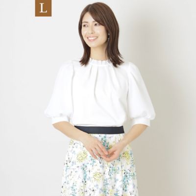 ＜TO BE CHIC L (Women/大きいサイズ)＞【Ｌ】コットンポンチ　カットソー（Ｗ７Ｐ０５３３３＿＿）