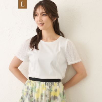 TO BE CHIC L (Women/大きいサイズ)/トゥー ビー シックＬ 【L】コマフリル カットソーコンビプルオーバー(W7P05613__)