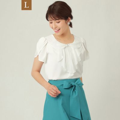 ＜TO BE CHIC L (Women/大きいサイズ)＞【Ｌ】コットンポンチ　フリルカットソー（Ｗ７Ｐ０６１４９＿＿）