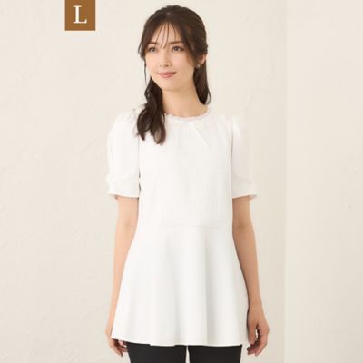 TO BE CHIC L (Women/大きいサイズ)/トゥー ビー シックＬ 【Ｌ】コマフリル　カットソーコンビチュニック（Ｗ７Ｐ０６６１３＿＿）