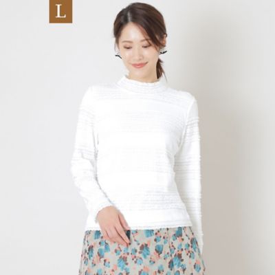 ＜TO BE CHIC L (Women/大きいサイズ)＞【Ｌ】ストレッチレースハイネック　プルオーバーカットソー（Ｗ７Ｐ０７２２１＿＿）