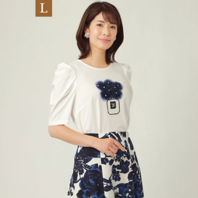 ＜TO BE CHIC L (Women/大きいサイズ)＞【Ｌ】プレーティング天竺　モチーフカットソー（Ｗ７Ｐ０９１５４＿＿）