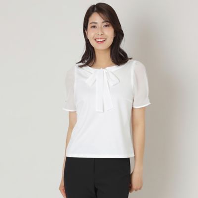TO BE CHIC L (Women/大きいサイズ)/トゥー ビー シックＬ 【Ｌ】リボンネック　スリーブコンビカットソー（Ｗ７Ｐ０９５５８＿＿）