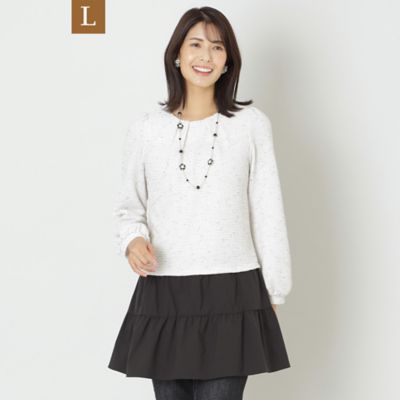 ＜TO BE CHIC L (Women/大きいサイズ)＞【Ｌ】ニットツイードコンビ　チュニック（Ｗ７Ｐ１０４４５＿＿）