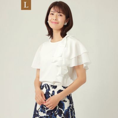 ＜TO BE CHIC L (Women/大きいサイズ)＞【Ｌ】プレーティング天竺　フリルカットソー（Ｗ７Ｐ１１１５９＿＿）