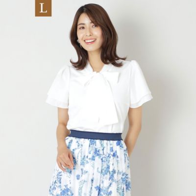 ＜TO BE CHIC L (Women/大きいサイズ)＞【Ｌ】コットンポンチ　ボータイプルオーバーカットソー（Ｗ７Ｐ１１３５３＿＿）