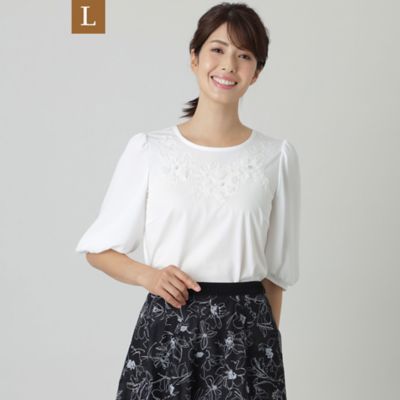 ＜TO BE CHIC L (Women/大きいサイズ)＞【Ｌ】コットンポリエステルコンビ　カットソー（Ｗ７Ｐ１２１６８＿＿）