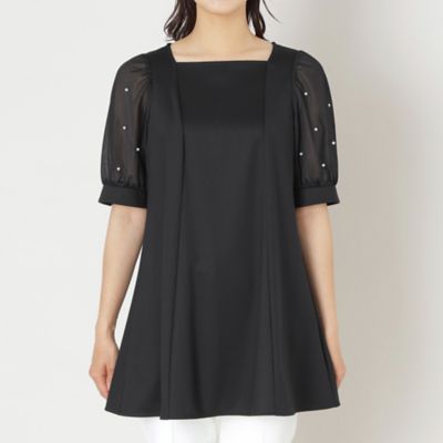 【Ｌ】ドットパールスリーブ　チュニック（Ｗ７Ｐ１２５５８＿＿）