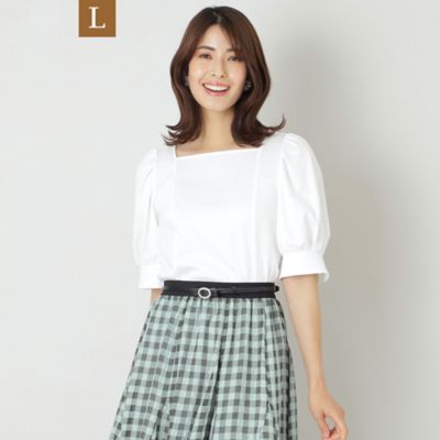 ＜TO BE CHIC L (Women/大きいサイズ)＞【Ｌ】コットンポンチ　スクエアネックカットソー（Ｗ７Ｐ１３３６６＿＿）