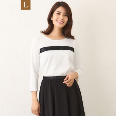 ＜TO BE CHIC L (Women/大きいサイズ)＞【Ｌ】リボンモチーフファンシーカットソー（Ｗ７Ｐ１３６７６＿＿）