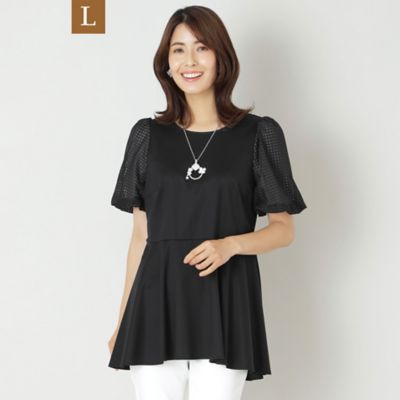 ＜TO BE CHIC L (Women/大きいサイズ)＞【Ｌ】ラッセルレースコンビ　チュニックカットソー（Ｗ７Ｐ１４３６５＿＿）
