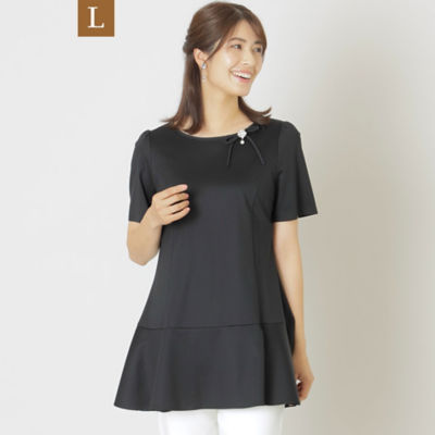 ＜TO BE CHIC L (Women/大きいサイズ)＞【Ｌ】配色コットンポンチ　チュニックカットソー（Ｗ７Ｐ１７３６９＿＿）
