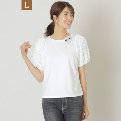 ＜TO BE CHIC L (Women/大きいサイズ)＞【Ｌ】コットンポンチ　プルオーバーカットソー（Ｗ７Ｐ１８３７３＿＿）