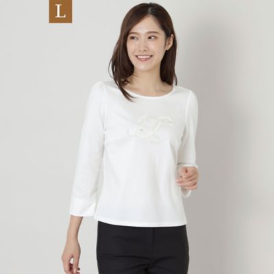 ＜TO BE CHIC L (Women/大きいサイズ)＞【Ｌ】ハイゲージポンチ　ロゴＴシャツ（Ｗ７Ｐ２０２７４＿＿）