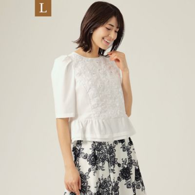 ＜TO BE CHIC L (Women/大きいサイズ)＞【Ｌ】【２０周年アニバーサリー】ローズレースチュール　カットソー（Ｗ７Ｐ３０１８０＿＿）