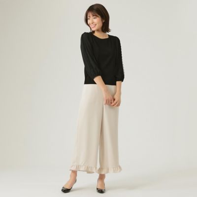 【Ｌ】エステルダブルクロス　ワイドパンツ（Ｗ７Ｒ０２１１２＿＿）