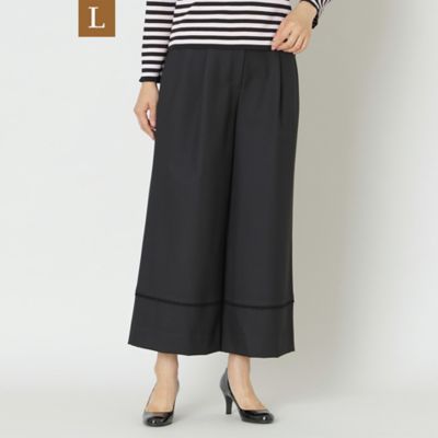 L】ポリエステルレーヨン ワイドストレッチパンツ