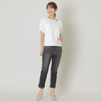 【Ｌ】ストレッチデニム　ビジューパンツ（Ｗ７Ｒ０７３７２＿＿）
