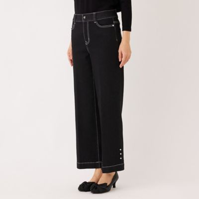 複数購入専用　美品　大きいサイズ46 トゥービーシック　ワイドパンツ　黒 L】ブラック ワイドデニム（W7R09655＿＿） | TO BE CHIC L