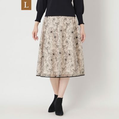 【Ｌ】ラインフラワーチュール刺しゅう　スカート（Ｗ７Ｓ０１２１０＿＿）