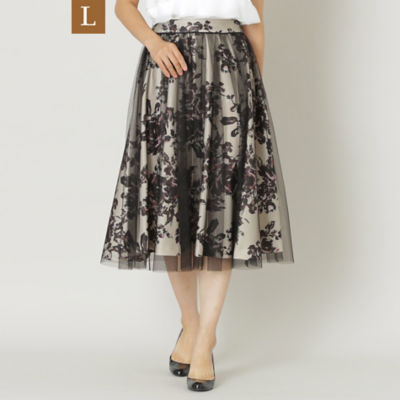 ＜TO BE CHIC L (Women/大きいサイズ)＞【Ｌ】チュールレイヤーフラワープリント　スカート（Ｗ７Ｓ０３４０９＿＿）