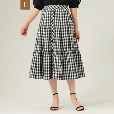 ＜TO BE CHIC L (Women/大きいサイズ)＞【Ｌ】ギンガムドビー　スカート（Ｗ７Ｓ０８１３２＿＿）