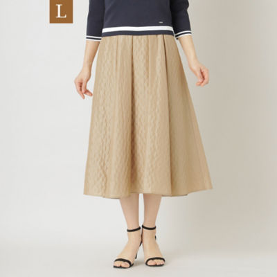 ＜TO BE CHIC L (Women/大きいサイズ)＞【Ｌ】キルティングライクジャカード　タックスカート（Ｗ７Ｓ０８３３５＿＿）