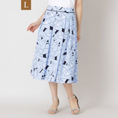 ＜TO BE CHIC L (Women/大きいサイズ)＞【Ｌ】セイルプリント　タックスカート（Ｗ７Ｓ０８５４２＿＿）