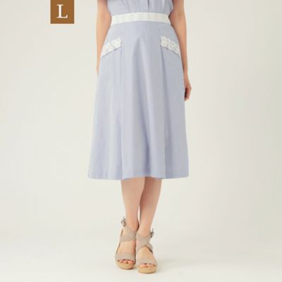＜TO BE CHIC L (Women/大きいサイズ)＞【Ｌ】コットンストライプ　スカート（Ｗ７Ｓ０９１４０＿＿）