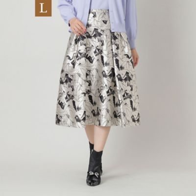 ＜TO BE CHIC L (Women/大きいサイズ)＞【Ｌ】ラインフラワージャカード　スカート（Ｗ７Ｓ１１２６８＿＿）