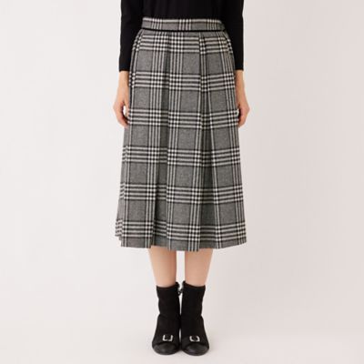 美品　グレンチェックハイウエストタックスカート グレー　ポケット　秋冬 L】グレンチェック タックスカート（W7S14653＿＿） | TO BE