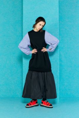 ENFOLD】KNIT-LAYERED PLEATS DRESS - ロングワンピース