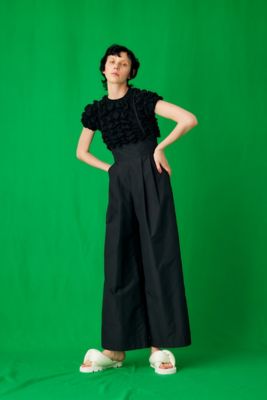 ENFOLD【新品】ENFOLD HIGH-WAIST WIDE PANTS ネイビー - カジュアルパンツ