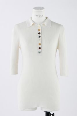 ENFOLD エンフォルド 24SS RIB POLO リブポロニットトップス 300HS170-2240 ホワイト 38 IT7MV3ALJ87K ENFOLD エンフォルド 24SS RIB POLO リブポロニットトップス