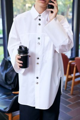 ENFOLD WASHABLE SHIRT 300HS230-1470 ブルー（DRAPE-HEM SHIRT