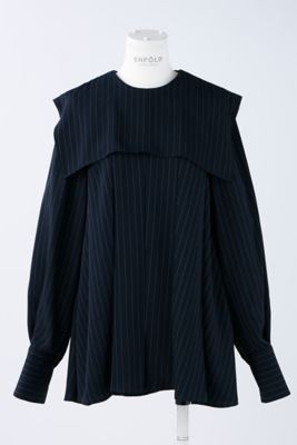 ENFOLD STRIPE PLEATS PULLOVER