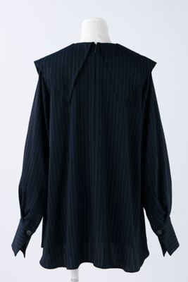 エンフォルド ENFOLD 美品 24SS PEピンストライプ プリーツプルオーバー STRIPE PLEATS PULLOVER ブラウス ロング 300HS530-0790 38 約M PEピンストライプ プリーツプルオーバー（シャツ/ブラウス