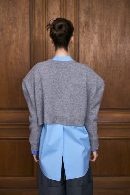 WIDE－SHOULDER CROPPED PULLOVER