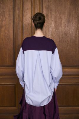 ENFOLD SHIRT COMBI PULLOVER ネイビー38　エブール SALE】ENFOLD(エンフォルド) KNIT-COMBI PULLOVER - COLDBECK