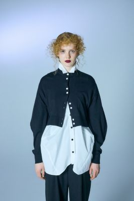 LAYERED HALF‐SLEEVES SHIRT｜38｜BLK｜SHIRTS AND BLOUSES