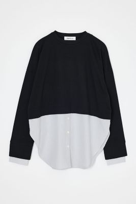 トップス ENFOLD APPLIQUE LONG-SLEEVES T-SHIRT SHIRT LAYERED LONG－SLEEVES
