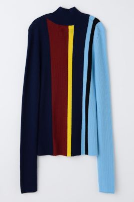 【極美品✨】ENFOLD リブニット　マルチカラー　ウール100% 薄手　伸縮性 HIGH－GAUGE LAYERED－PULLOVER