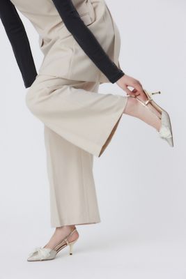 ＜STACCATO＞グリッターメッシュリボンパンプス（３５０ＩＳ１１１－１０５５）