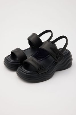 極美品 スタッカート グウラシスパファーサンダル 24 ビジュー 厚底 黒 ミンネパッファーサンダル（350JS137－7850） | STACCATO